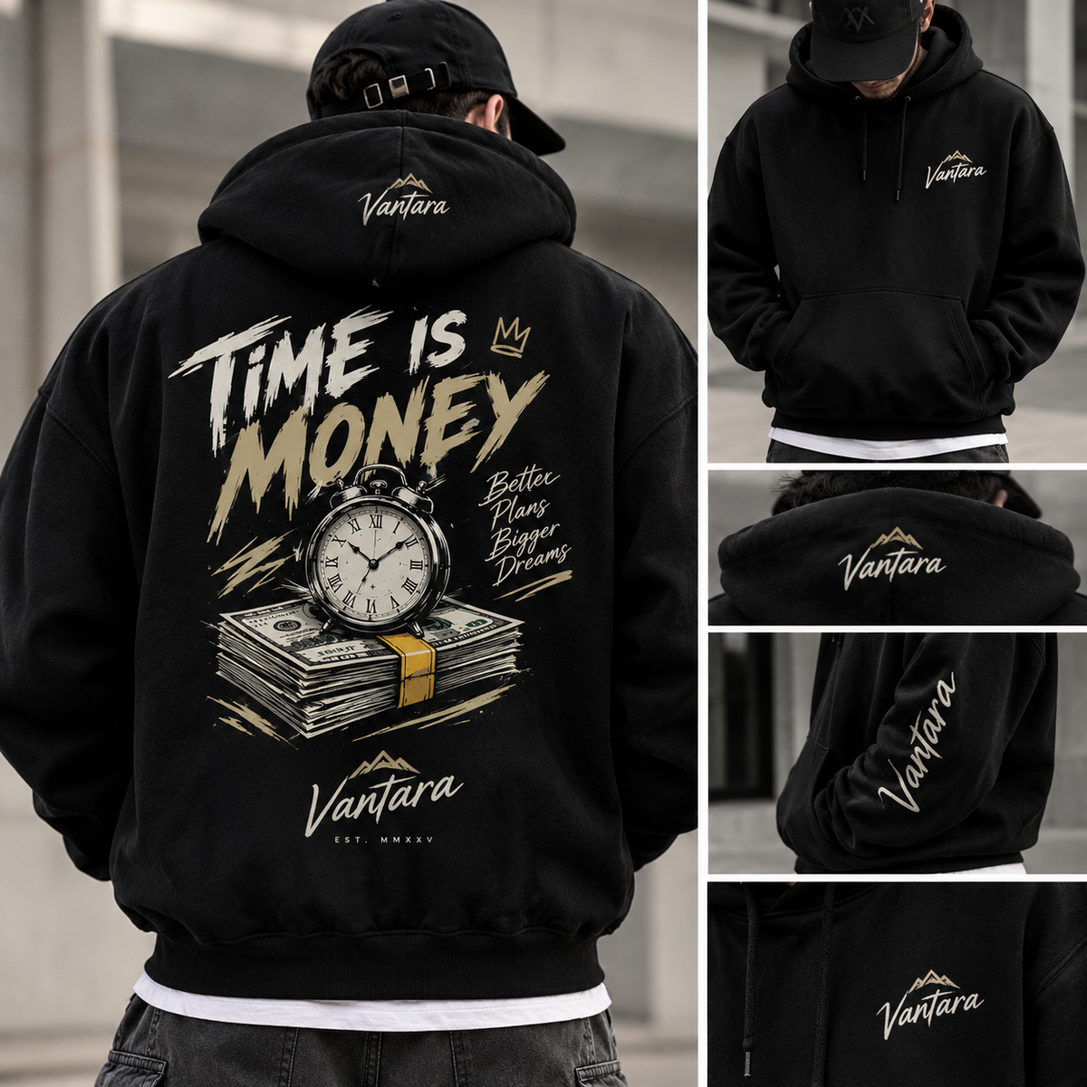 VANTARA – Time Is Money Oversized Hoodie